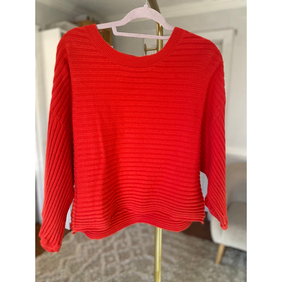 Jack Ribbed Oversized Knit Sweater Red Minimalist Parisian Scandi Quiet Luxury - Picture 2 of 8